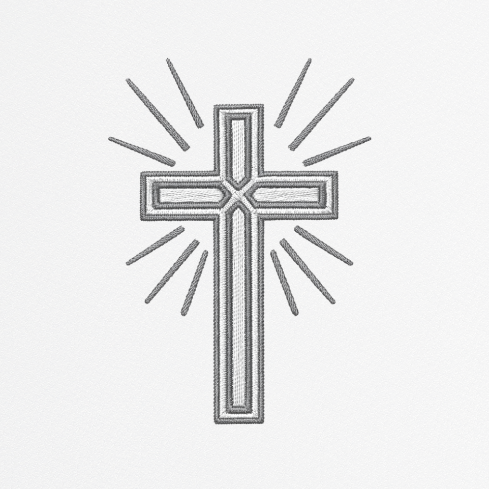 Cross with Rays Embroidery Design