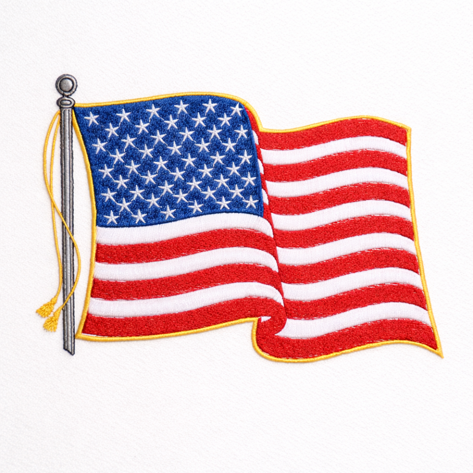 Waving Flag Embroidery Design