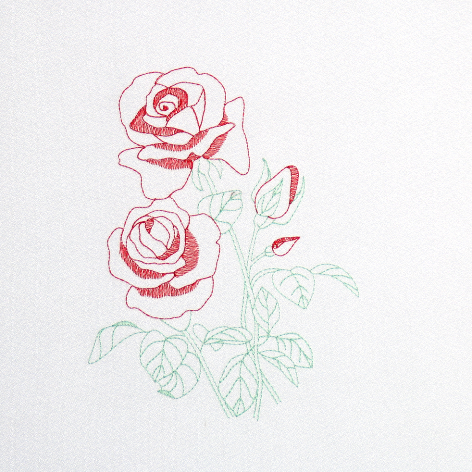 Open Rose Embroidery Design